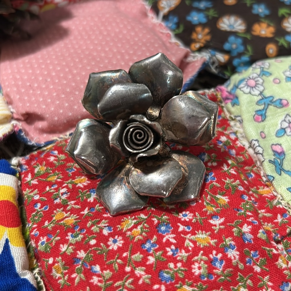 Vintage Sterling Silver 6k Thailand HUGE Rose Flower Adjustable Ring - Picture 15 of 16